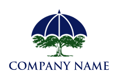 insurance logo illustration umbrella on tree - logodesign.net