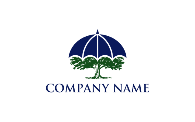 insurance logo illustration umbrella on tree - logodesign.net