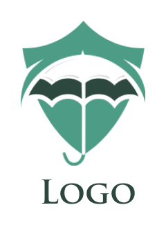 insurance logo maker umbrella set in shield - logodesign.net