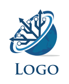 make an IT logo online USB in swoosh with globe