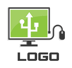 IT logo template - USB symbol in monitor 