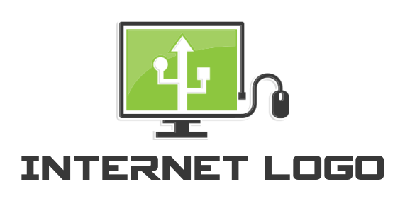IT logo template - USB symbol in monitor 