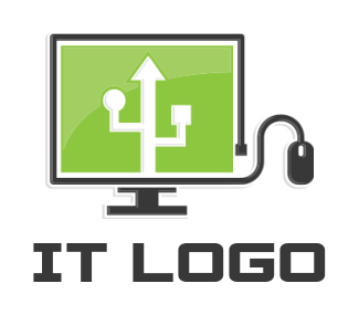 IT logo template - USB symbol in monitor