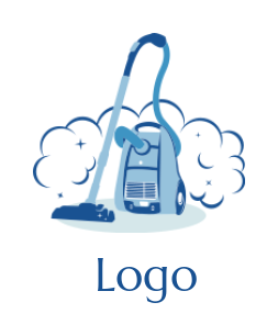 cleaning logo icon vacuum cleaner with clouds