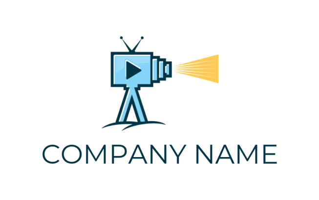 video camera merge with TV minimal pictorial mark media logo online