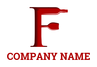 Letter F logo online wine bottle and glass incorporated with letter f 