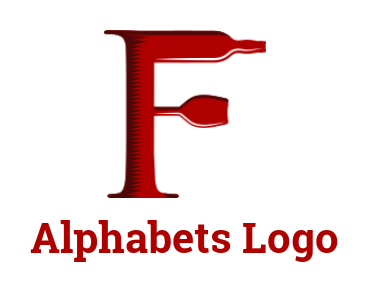 alphabets logo bottle and glass forming Letter F