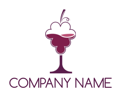 liquor store logo wine glass forming grapes