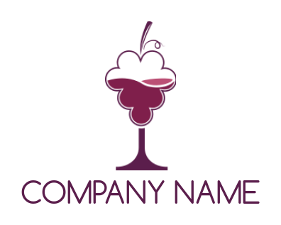 wine glass forming grapes shape logo sample