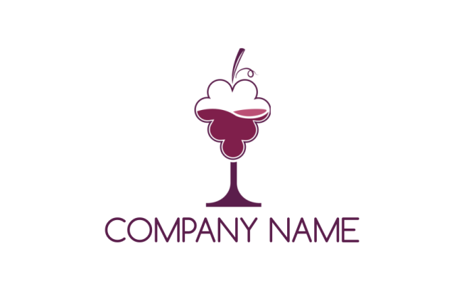 wine glass forming grapes shape logo sample