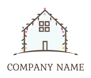 vines flowers on house and christmas decoration