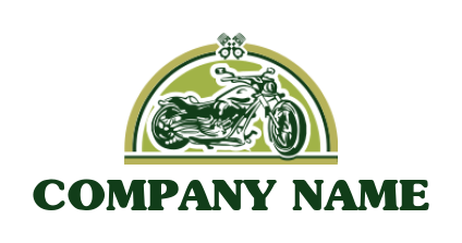 bike shop logo vintage motorcycle inside semi circle 