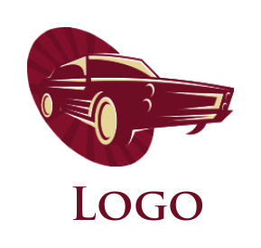 auto logo vintage car coming out from oval