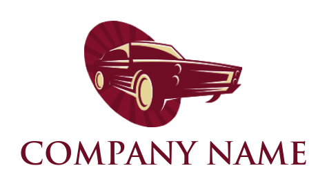 auto logo vintage car coming out from oval