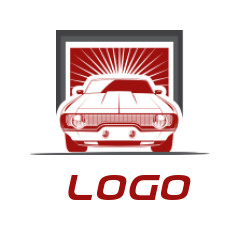 auto logo maker vintage car in square with rays