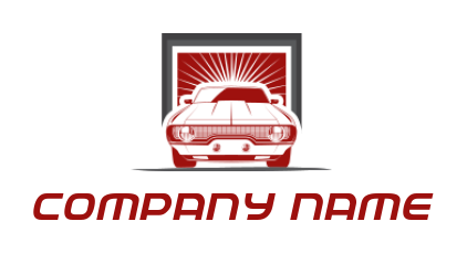 auto logo maker vintage car in square with rays