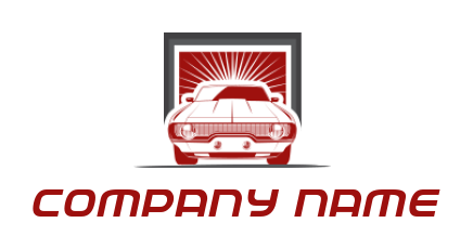 auto logo maker vintage car in square with rays - logodesign.net