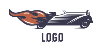 auto logo maker vintage car with flame - logodesign.net