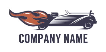 auto logo maker vintage car with flame - logodesign.net