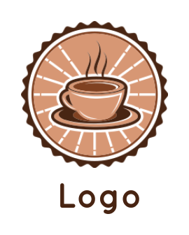 vintage coffee cup with steam badge