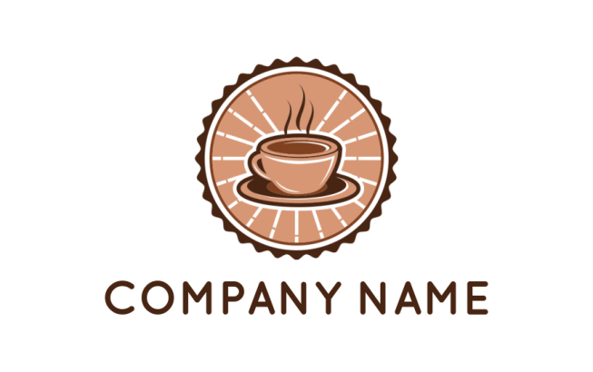 vintage coffee cup with steam badge logo creator