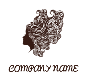 Beauty logo vintage girl face with long hair