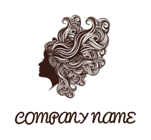 Beauty logo vintage girl face with long hair