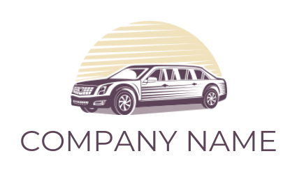 auto shop logo vintage limousine with sun behind