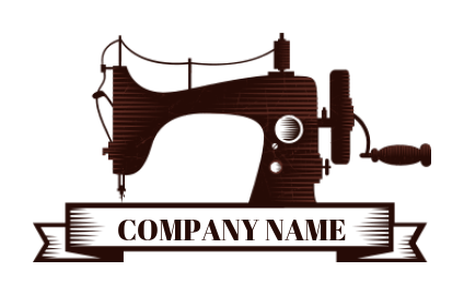 fashion logo vintage sewing machine with ribbon