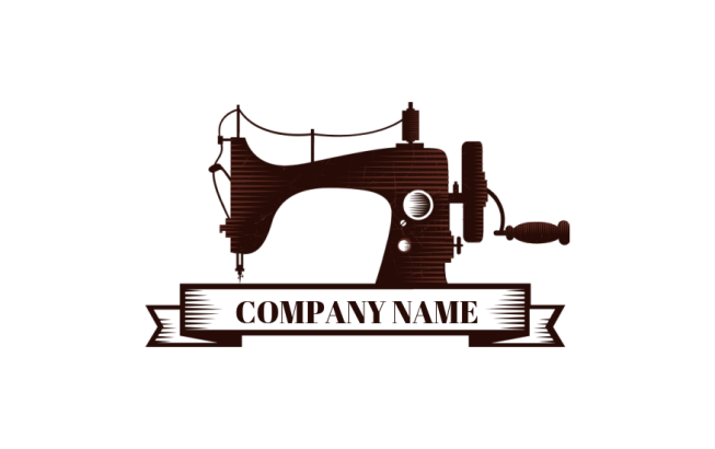 fashion logo maker vintage sewing machine with ribbon - logodesign.net