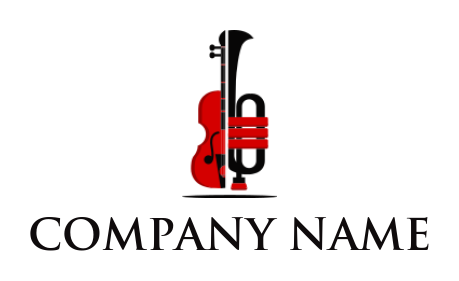 Generate a logo of violin tied to jazz trumpet 