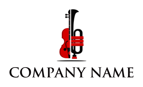 Generate a music logo of violin tied to jazz trumpet 