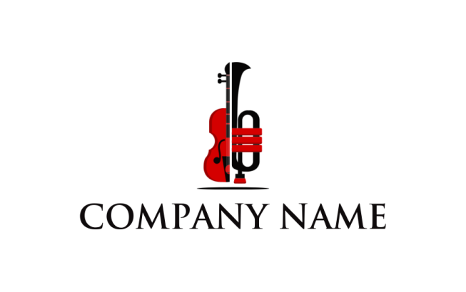 Generate a logo of violin tied to jazz trumpet 