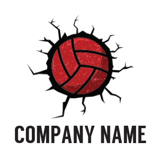 make a sports logo volley ball breaking the wall