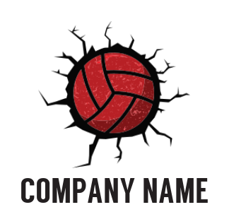 Create a logo of volley ball breaking the wall 