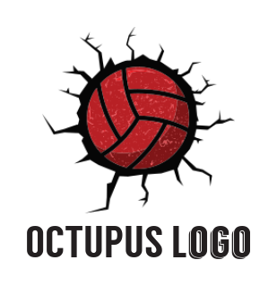 make a sports logo volley ball breaking the wall