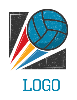 sports logo volleyball going up front of square 