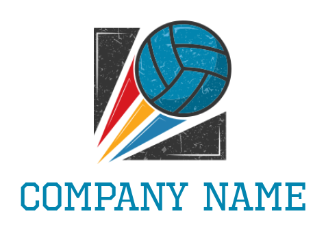volley ball going up in front of a square logo sample