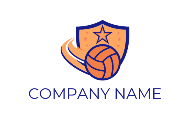 create a sports logo volleyball shield with swooshes - logodesign.net