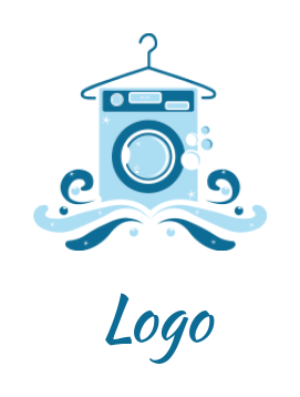 cleaning logo washing machine with hanger waves