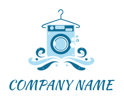 cleaning logo washing machine with hanger waves