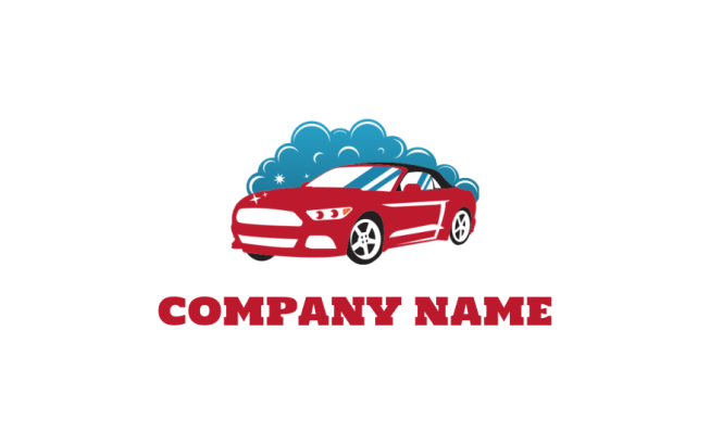 cleaning logo maker water bubbles on red car wash - logodesign.net