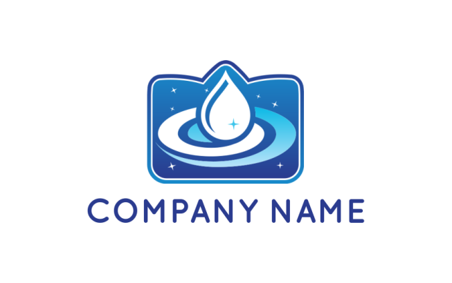 water drop logo sample with swooshes in shield