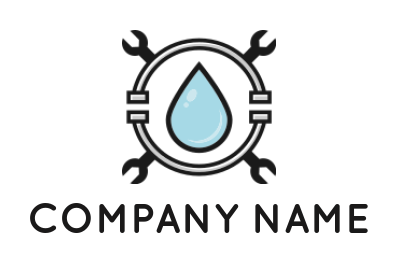 construction logo water drop in circle of pipes