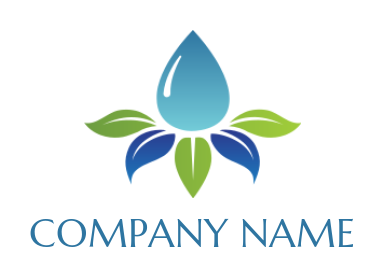 cleaning logo of water drop on abstract leaves