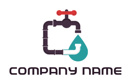 plumbing logo water tap with pipe line
