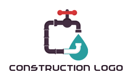 plumbing logo water tap with pipe line