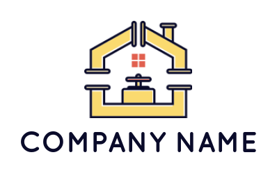 construction logo water pipes forming house