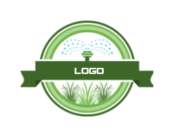 landscape logo sprinkler on ribbon with grass