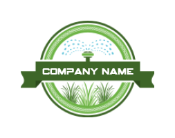 landscape logo sprinkler on ribbon with grass